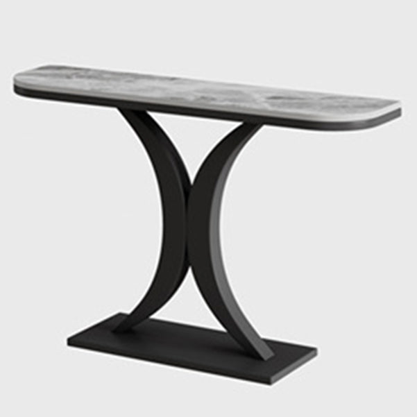 31.5" Tall Glam Accent Table 1-shelf Stone Console Table for Hall