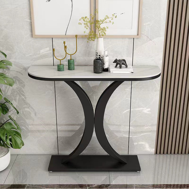 31.5" Tall Glam Accent Table 1-shelf Stone Console Table for Hall