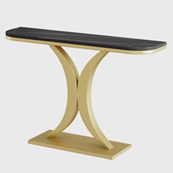 31.5" Tall Glam Accent Table 1-shelf Stone Console Table for Hall