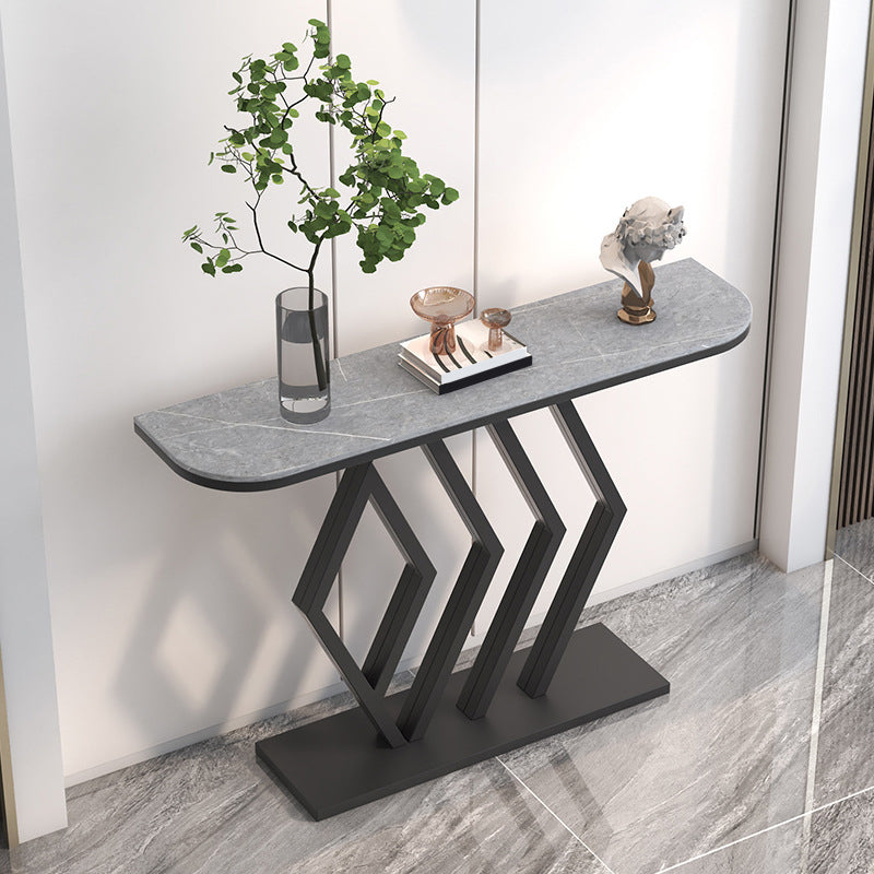 11" Wide Stone Contemporary Console Table Half Moon Console Sofa Table