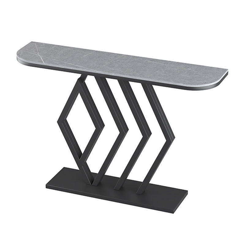 11" Wide Stone Contemporary Console Table Half Moon Console Sofa Table