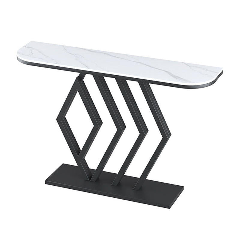 11" Wide Stone Contemporary Console Table Half Moon Console Sofa Table