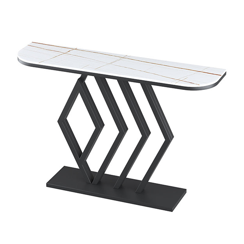 11" Wide Stone Contemporary Console Table Half Moon Console Sofa Table