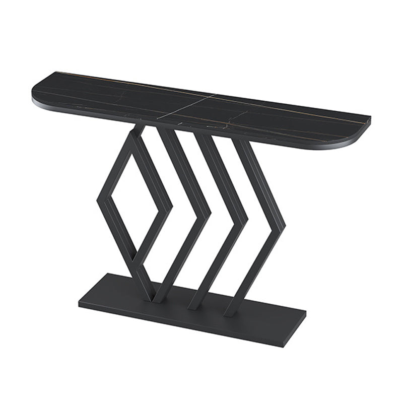 11" Wide Stone Contemporary Console Table Half Moon Console Sofa Table