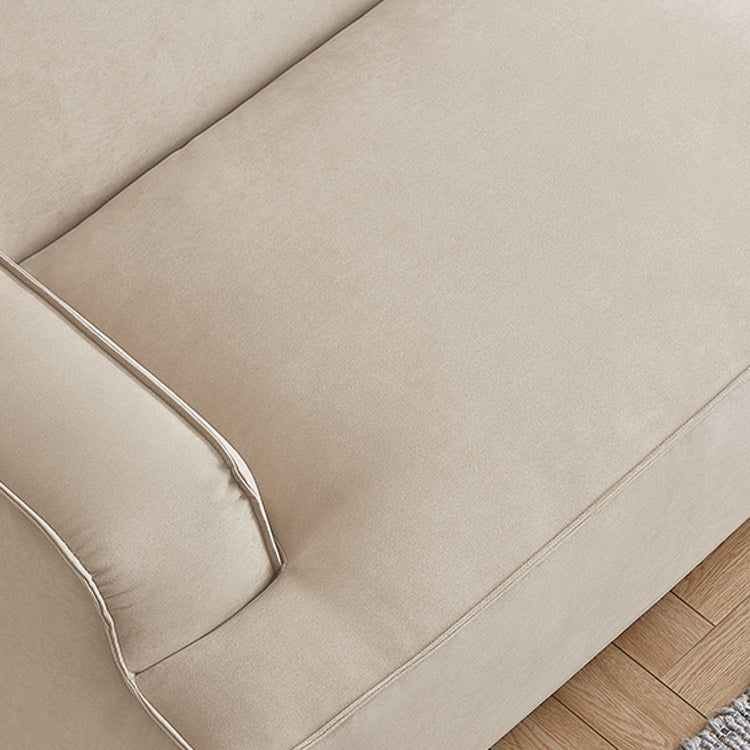 Beige Recessed Arm Sofa Tight Back Standard Sofa for Living Room