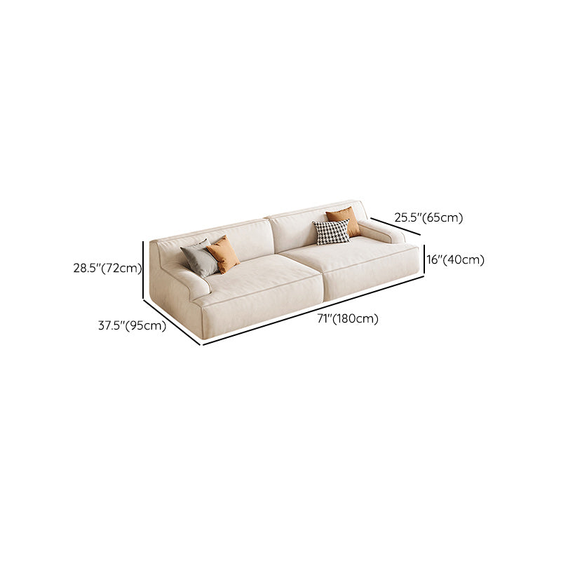 Beige Recessed Arm Sofa Tight Back Standard Sofa for Living Room