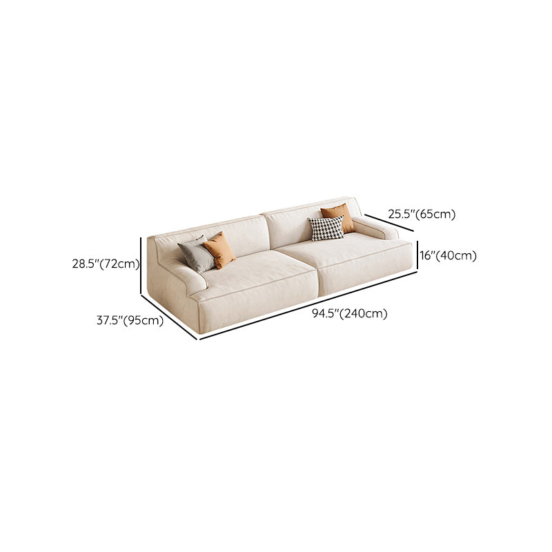 Beige Recessed Arm Sofa Tight Back Standard Sofa for Living Room