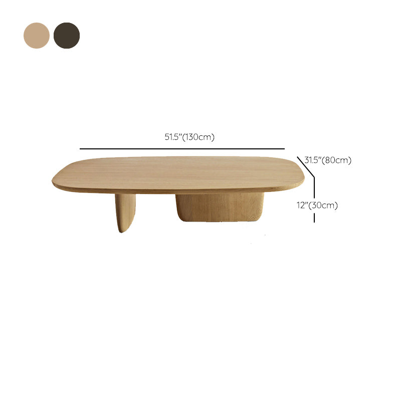 Scandinavian Solid Wood Coffee Table 12.4" H Rectangular Cocktail Table with 2 Legs