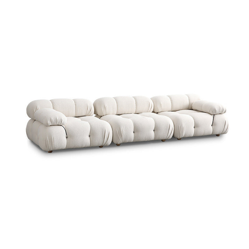 Tufted Sofa Contemporary Pillow Top Arm Tight Back Sofa in Cream