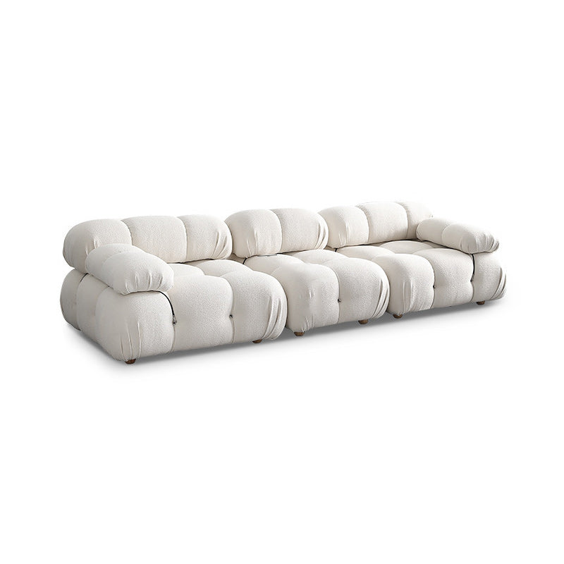 Tufted Sofa Contemporary Pillow Top Arm Tight Back Sofa in Cream