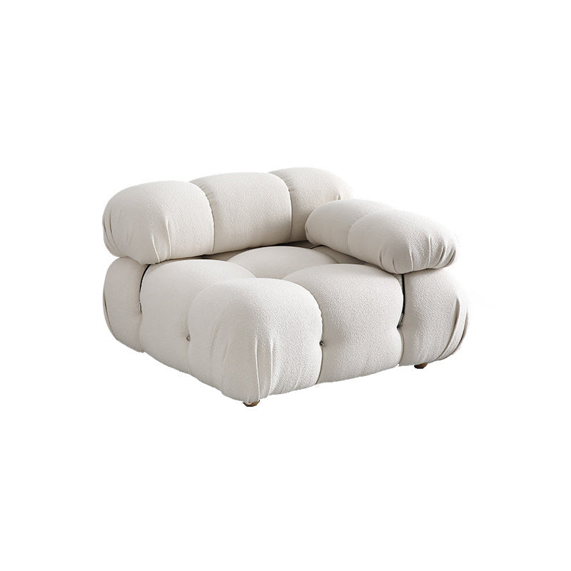 Tufted Sofa Contemporary Pillow Top Arm Tight Back Sofa in Cream