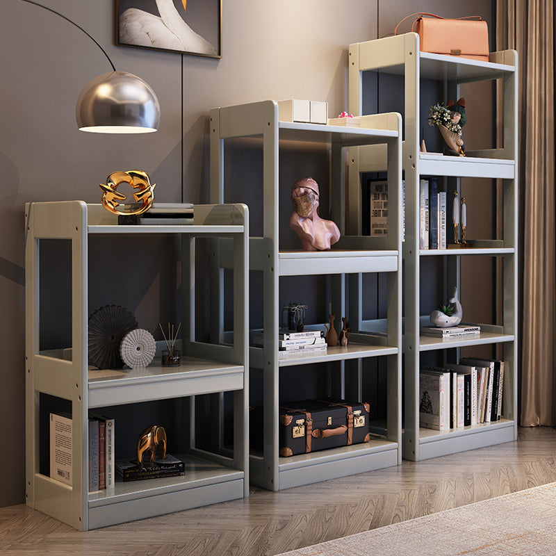 Modern Wooden Bookcase Etagere Open Back Bookshelf with Rectangular Shelves