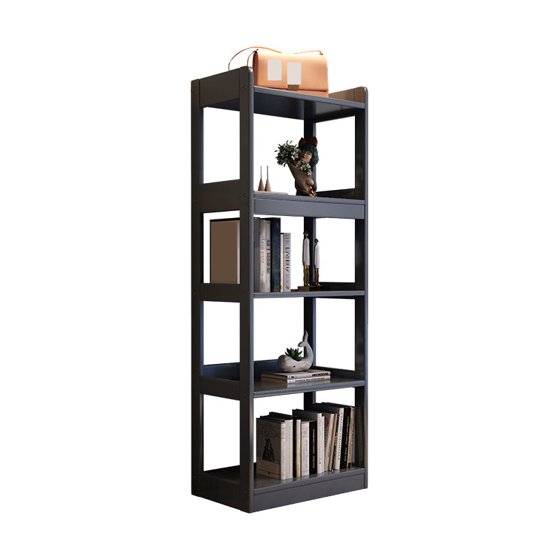 Modern Wooden Bookcase Etagere Open Back Bookshelf with Rectangular Shelves
