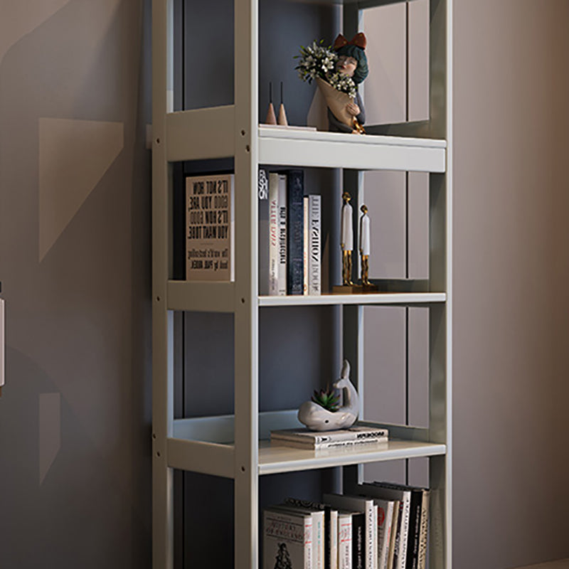 Modern Wooden Bookcase Etagere Open Back Bookshelf with Rectangular Shelves