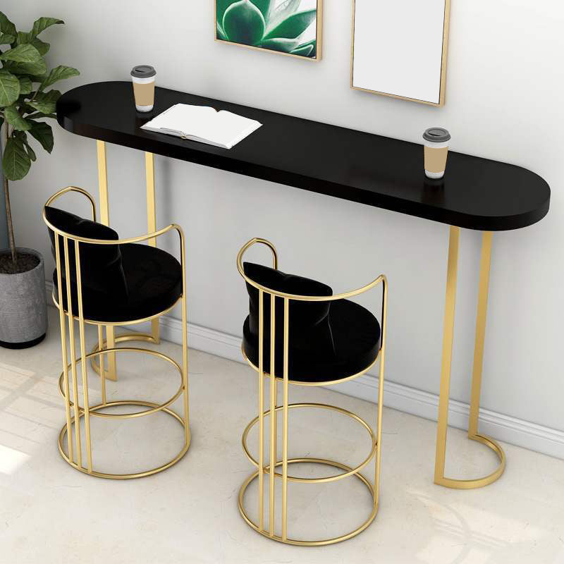 Glam Pub Table Oval Bar Height Double Pedestal Bar Table for Indoor