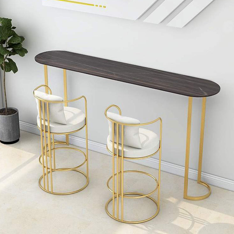 Glam Pub Table Oval Bar Height Double Pedestal Bar Table for Indoor