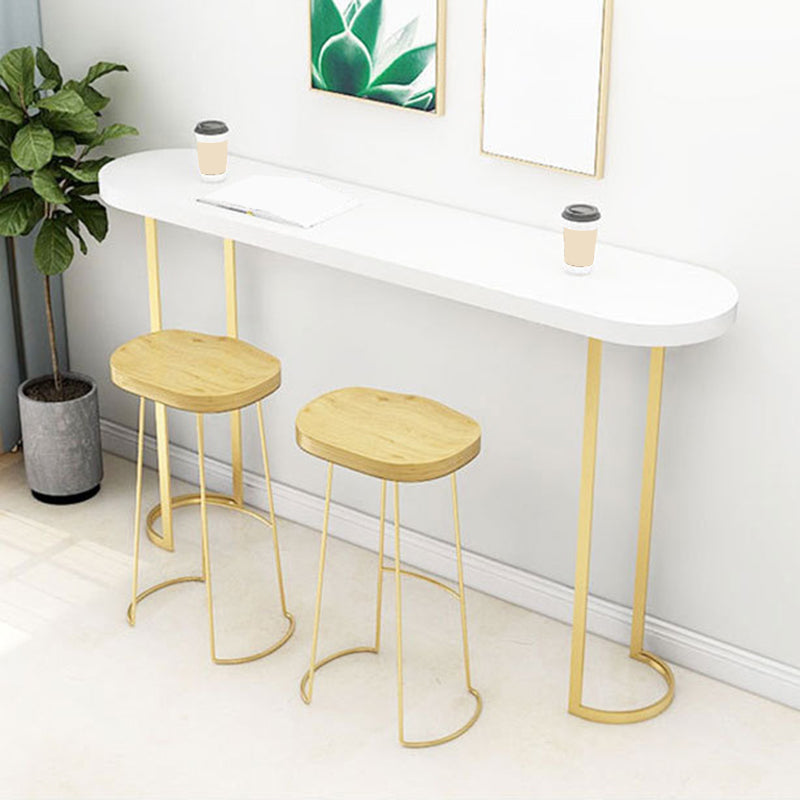 Glam Pub Table Oval Bar Height Double Pedestal Bar Table for Indoor