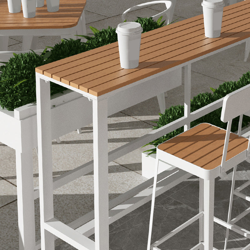 Industrial Bar-height Table with White Base Rectangle Table for Patio