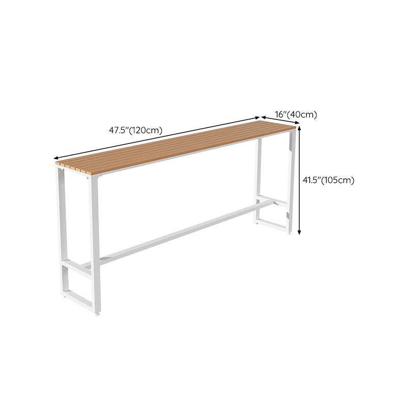Industrial Bar-height Table with White Base Rectangle Table for Patio