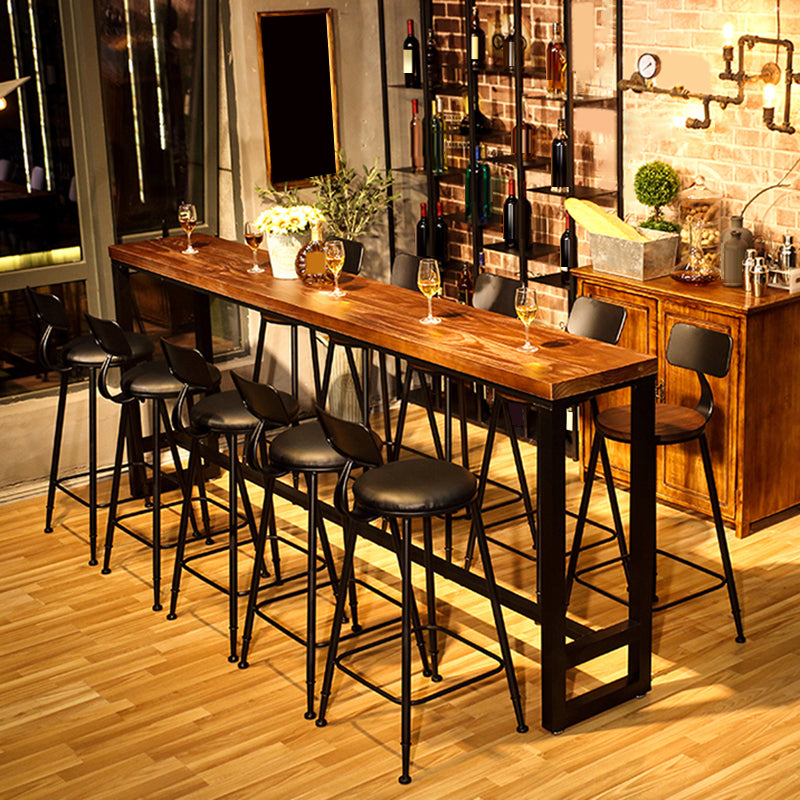 Modern Bar Table Black Iron Solid Wood Pub Table for Outdoor