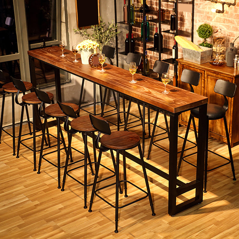 Modern Bar Table Black Iron Solid Wood Pub Table for Outdoor