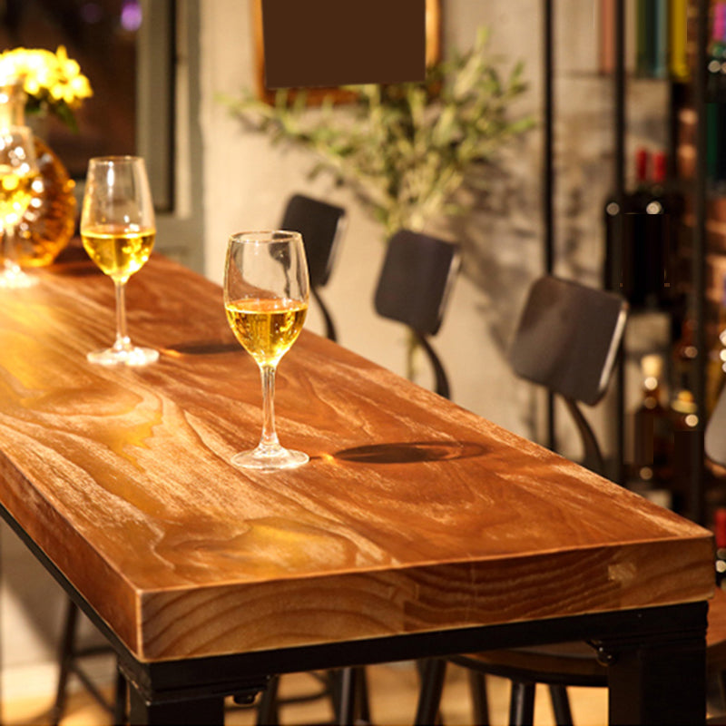 Modern Bar Table Black Iron Solid Wood Pub Table for Outdoor