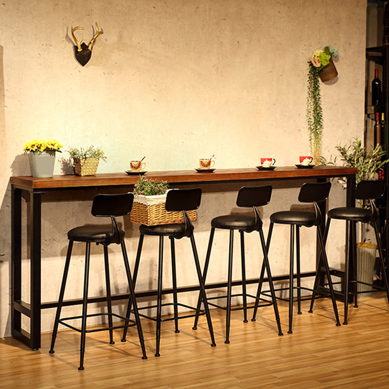 Modern Bar Table Black Iron Solid Wood Pub Table for Outdoor