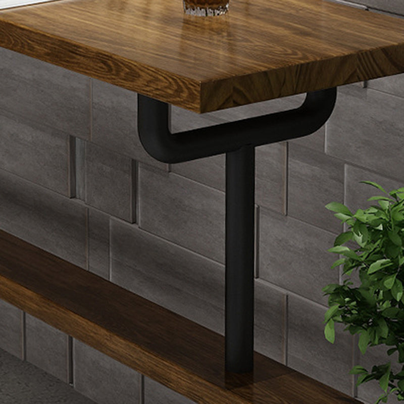 Modern Pub Height Dining Table Iron Solid Wood Pub Table for Patio