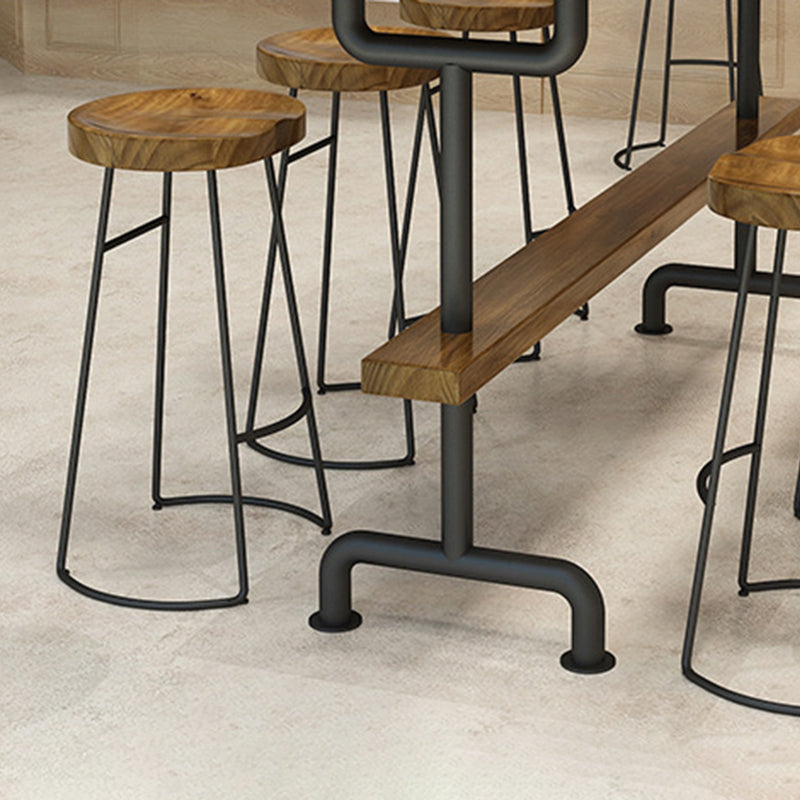 Modern Pub Height Dining Table Iron Solid Wood Pub Table for Patio