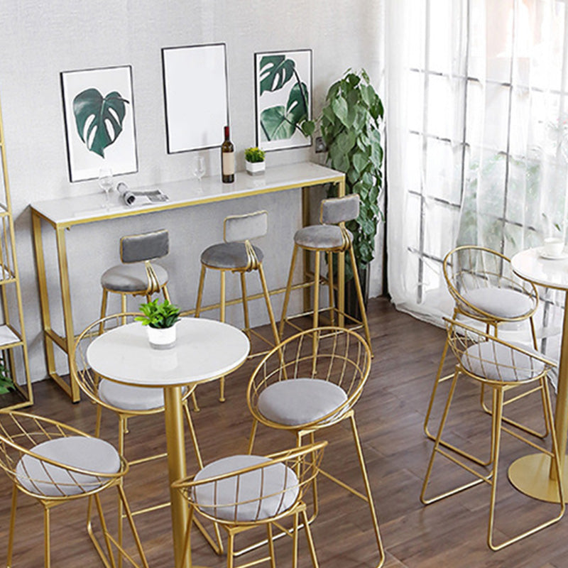 Glam Bar-height Table White Stone Top Pub Table with Gold Base