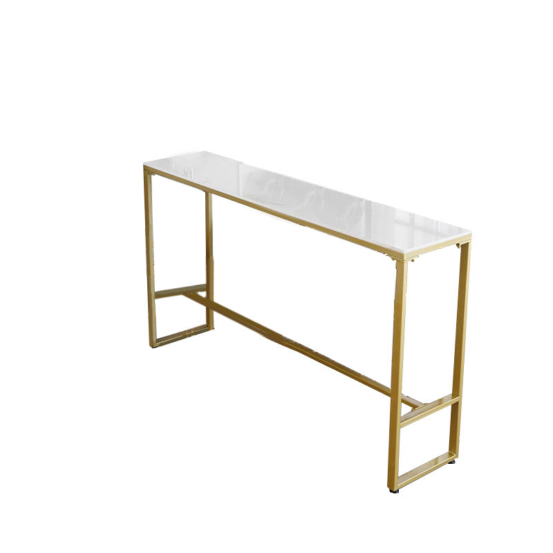 Glam Bar-height Table White Stone Top Pub Table with Gold Base
