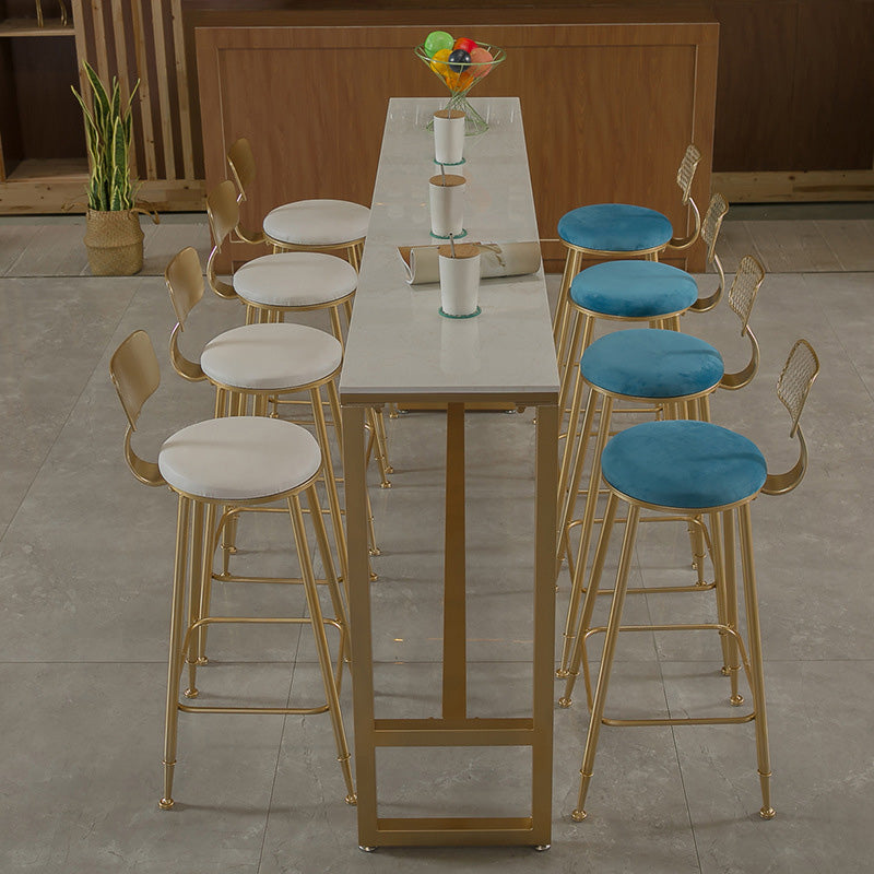 Glam Bar-height Table with Faux Marble Top Table for Patio Use