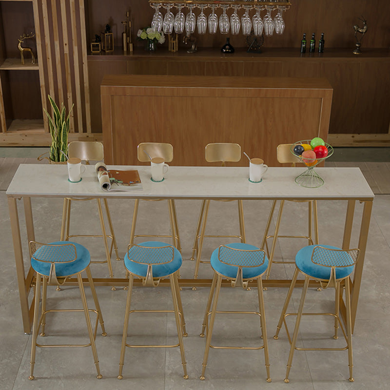 Glam Bar-height Table with Faux Marble Top Table for Patio Use