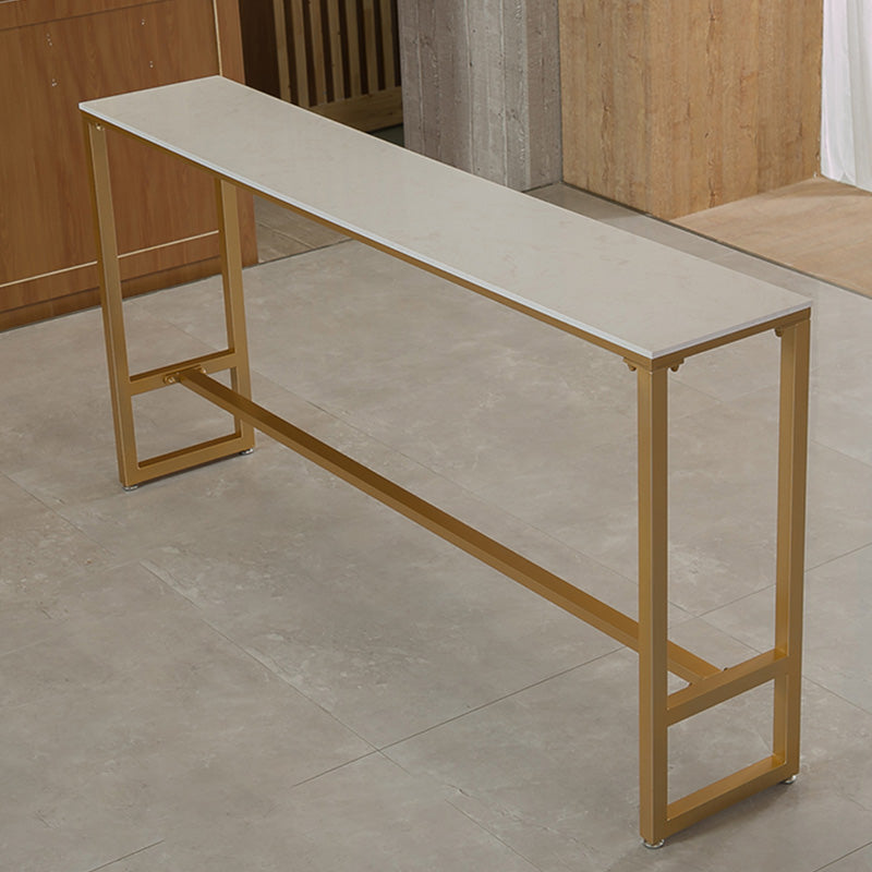 Glam Bar-height Table with Faux Marble Top Table for Patio Use