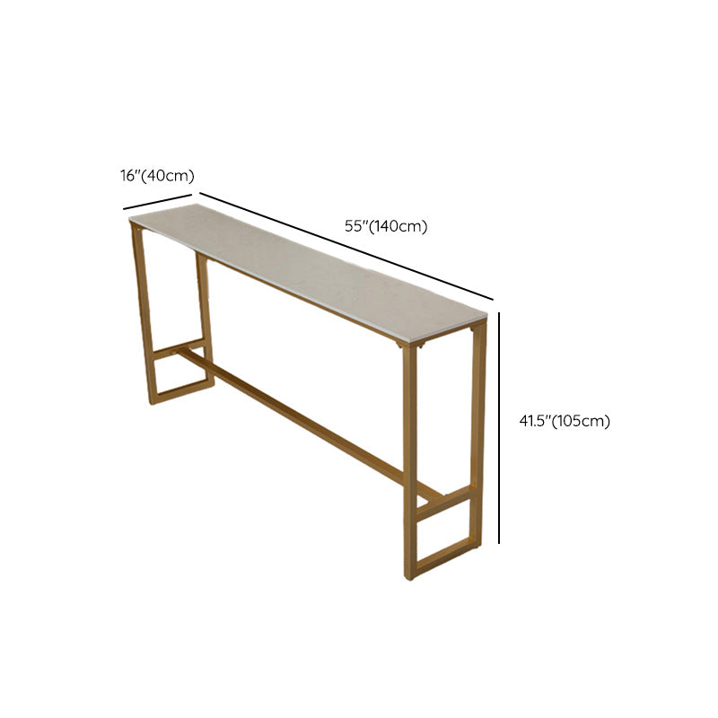 Glam Bar-height Table with Faux Marble Top Table for Patio Use