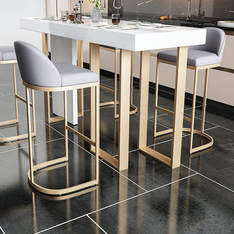 Glam Rectangle Bar Table Faux Marble Top Table for Patio Use