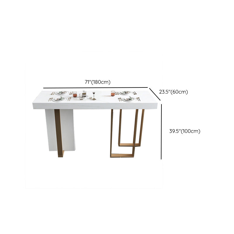 Glam Rectangle Bar Table Faux Marble Top Table for Patio Use