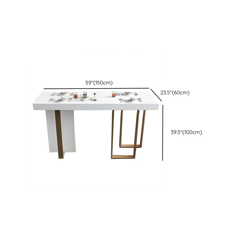 Glam Rectangle Bar Table Faux Marble Top Table for Patio Use