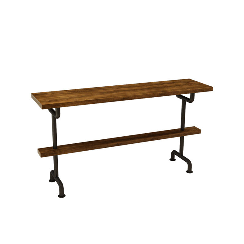 Industrial Style Bar Table Bistro Pub Table with Metal Black Base