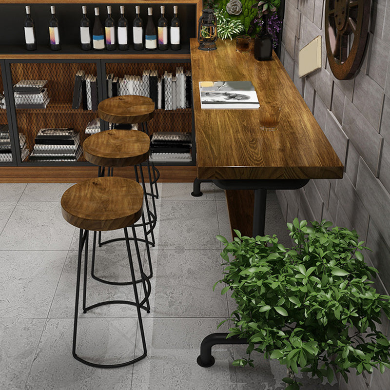 Industrial Style Bar Table Bistro Pub Table with Metal Black Base