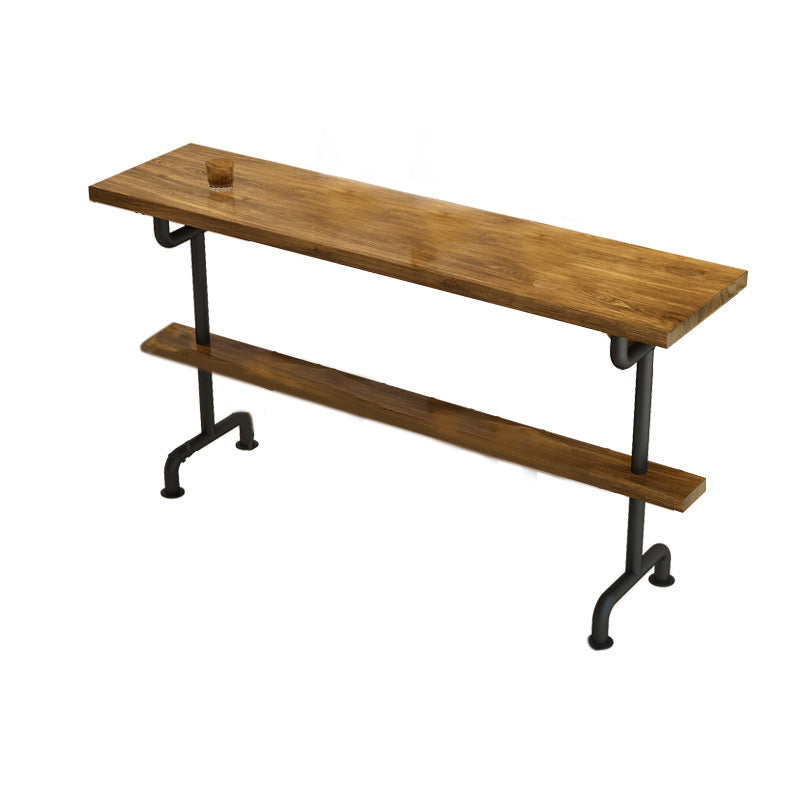 Industrial Style Bar Table Bistro Pub Table with Metal Black Base