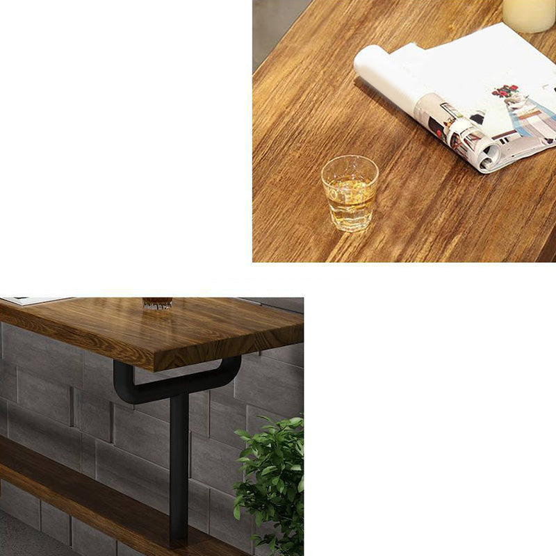 Industrial Style Bar Table Bistro Pub Table with Metal Black Base