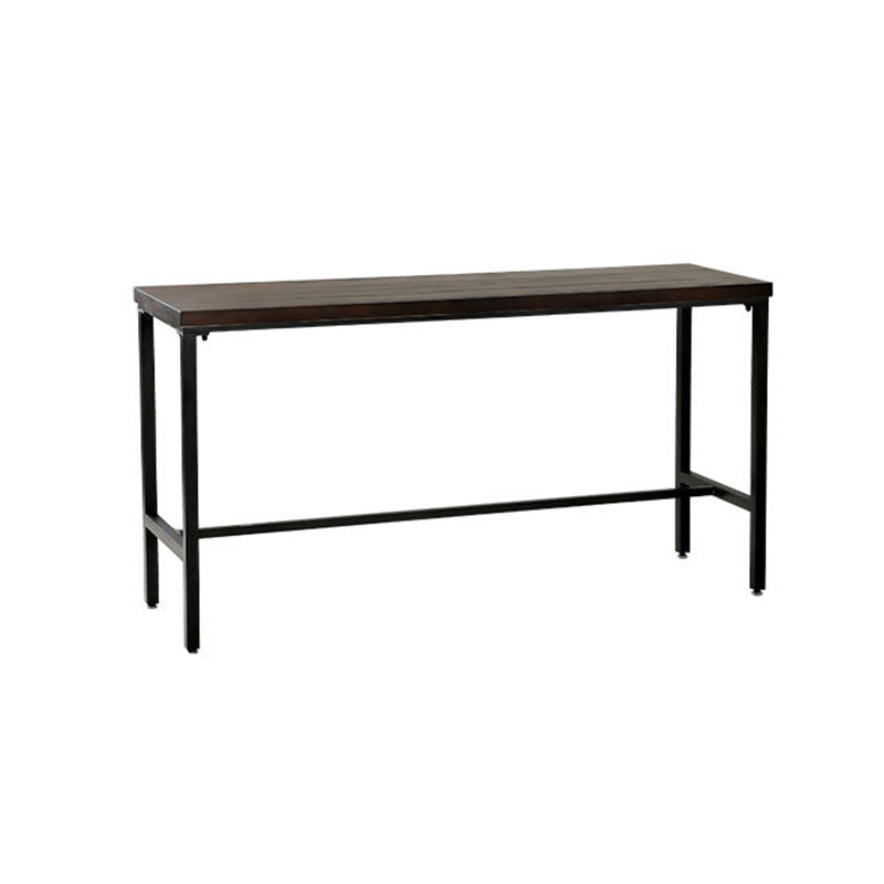 Wood Top Table Industrial Style Bistro Pub Table with Black Base