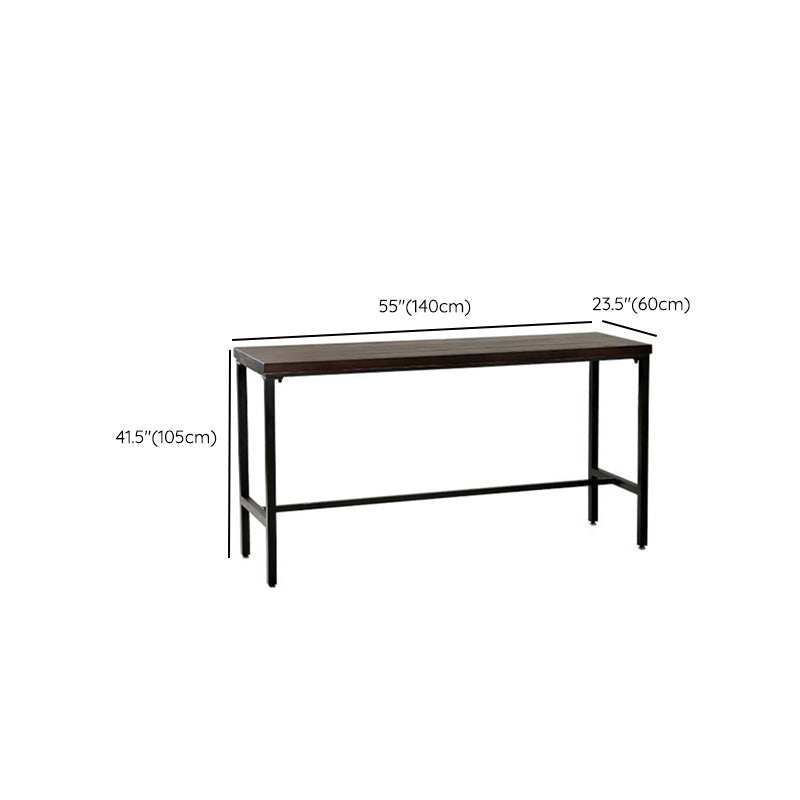 Wood Top Table Industrial Style Bistro Pub Table with Black Base