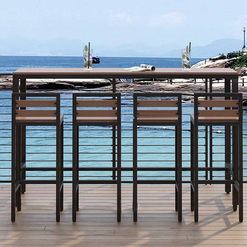 Industrial Bar-height Table with Black Legs and Metal Base Bar Table