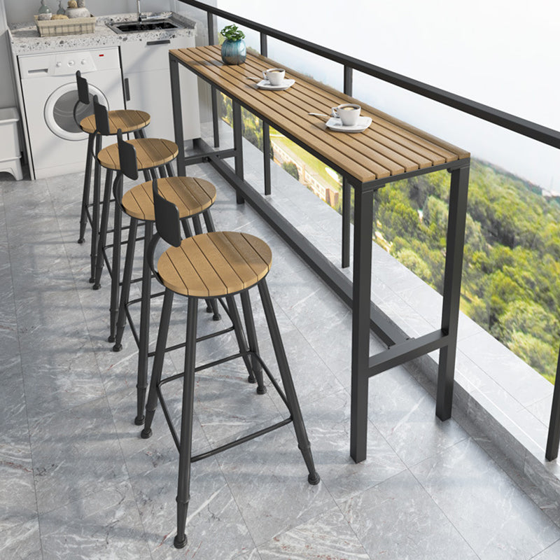 Industrial Metal Base Bar Table Pub Height Dining Table for Patio
