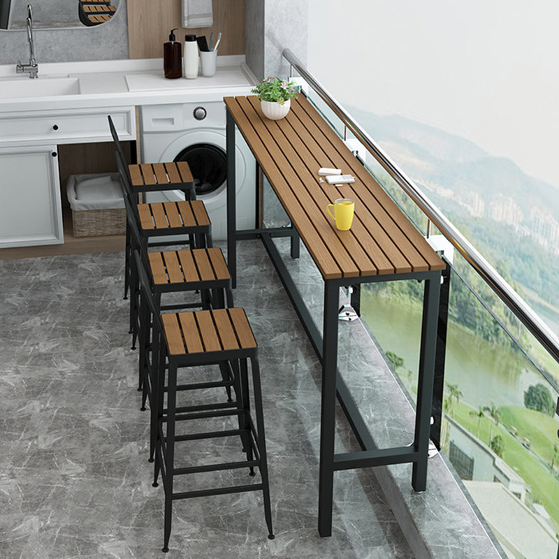 Industrial Metal Base Bar Table Pub Height Dining Table for Patio