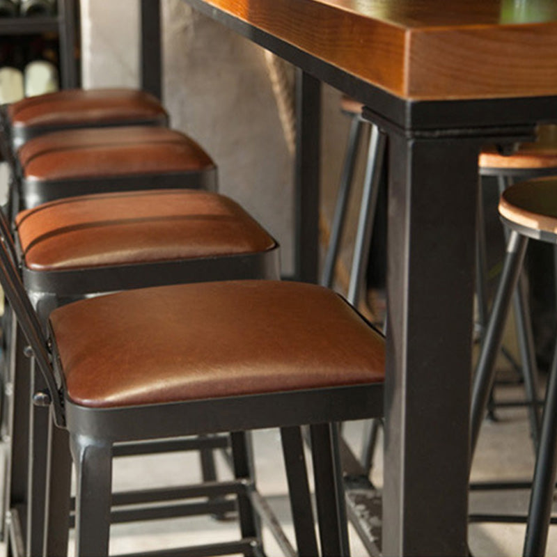 Industrial Style Bar Table Black Iron Solid Wood Bistro Pub Table