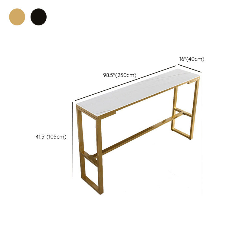 Stone Top Table Industrial Style Bistro Pub Table with Metal Base