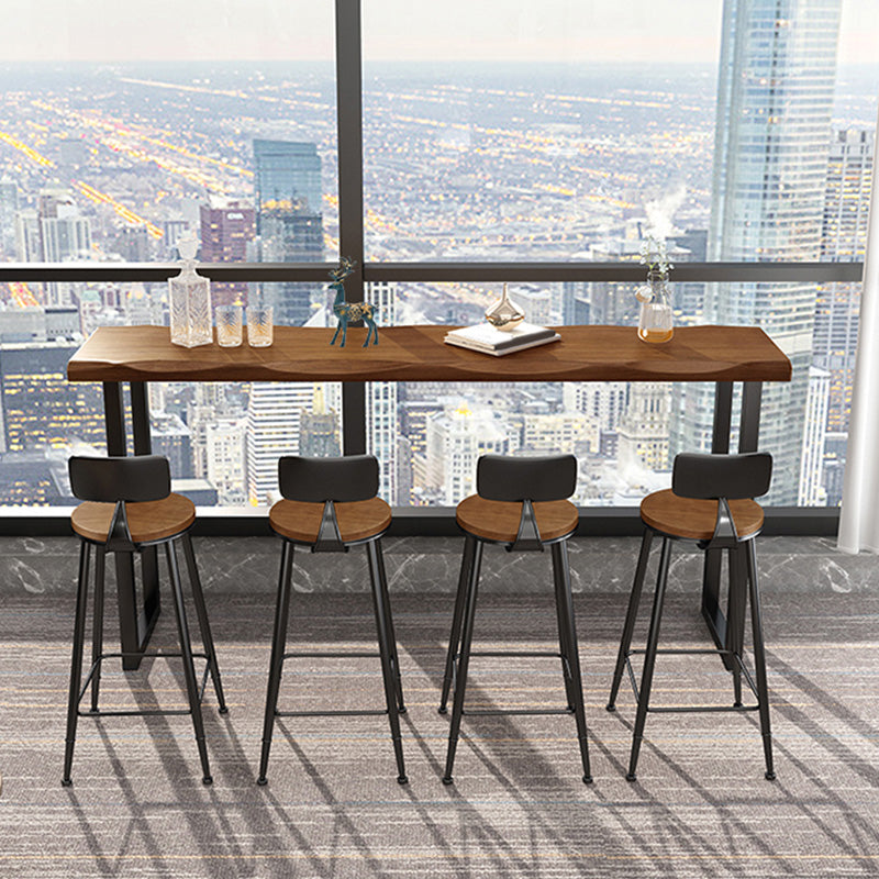 Wood Top Table Industrial Style Rectangle Pub Table for Patio Use